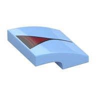 Brick Curved 2 x 2 x 2/3 with Black Rectangle, Line Print (Bright Light Blue)