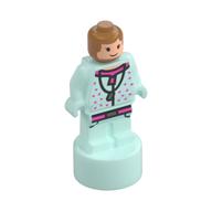 Minifig Trophy Statuette, Lavender Brown, Light Aqua Outfit (Light Aqua)