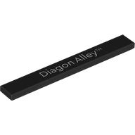 Tile 1 x 8 with White 'Diagon Alley' Print (Black)