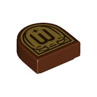 Tile Round 1 x 1 Half Circle with Reddish Brown 'W' on Gold Background Print (Reddish Brown)