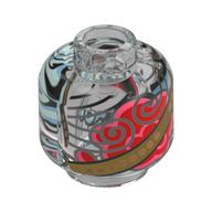 Minifig Head with Remembrall, Gold Band, Red/Blue Cloud Print (Trans-Clear)