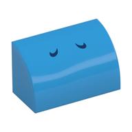 Brick Curved 1 x 2 x 1 No Studs with Dark Blue Lines (Yoshi Nostrils) Print (Dark Azure)