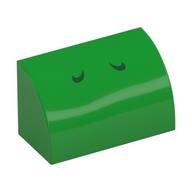 Brick Curved 1 x 2 x 1 No Studs with Dark Green Lines (Yoshi Nostrils) Print (Bright Green)