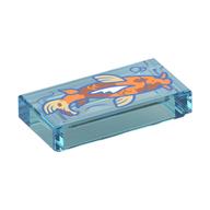 Tile 1 x 2 with Orange Fish (Koi) Print (Trans-Light Blue)