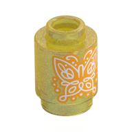 Brick Round 1 x 1 with Orange Butterfly Print (Opal Trans-Yellow)