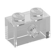 Brick Special 1 x 2 with 1 Center Stud on 1 Side, No Bottom Stud Holder (Trans-Clear)