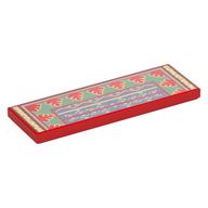 Tile 2 x 6 with Rug, Sand Green/Sand Blue Decorations, Gold Trim Print (Red)