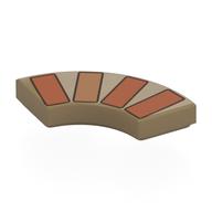 Tile 2 x 2 Curved, Macaroni with Nougat/Medium Nougat Bricks Print (Dark Tan)