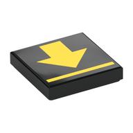 Tile 2 x 2 with Yellow Arrow, Stripe Print (Black)
