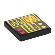 Tile 2 x 2 with Yellow Classic Controls, Graphs, Red Buttons Print (Black)