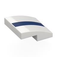 Brick Curved 2 x 2 x 2/3 with Dark Blue Stripe Print (White)