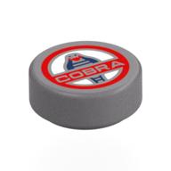 Tile Round 1 x 1 with Red Cobra Badge Print (Flat Silver)