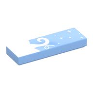 Tile 1 x 3 with White Rose Stalk, Stars Print (Bright Light Blue)