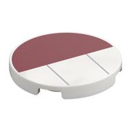 Tile Round 3 x 3 with Dark Red Half, Dark Bluish Grey Lines Print (White)