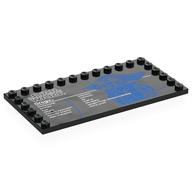 Plate Special 6 x 12, Studs on 3 Edges with White 'STAR WARS GROGU', Stats Print (Black)
