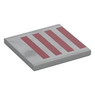 Tile 4 x 4 with Dark Red Rectangles, Dark Bluish Grey Lines Print (Light Bluish Gray)