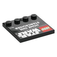 Plate Special 4 x 4, Studs on One Edge with 'LEGO STAR WARS HOME ONE STARCRUISER' Print (Black)