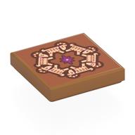 Tile 2 x 2 with Dark Purple Star, Tan Circling Goats Print (Medium Nougat)