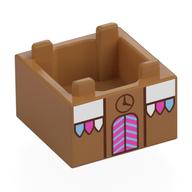 Container Box 2 x 2 x 1 with Gingerbread House, Dark Pink Doors, Clock Print (Medium Nougat)