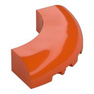 Brick Round Corner 5 x 5 x 1 Curved, Bottom Cut Outs, No Studs, 7 Bottom Tubes (Reddish Orange)