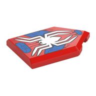 Tile Special 2 x 3 Pentagonal with White Spider on Blue/Back Background Print (Red)