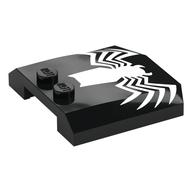 Brick Wedged, Curved Triple 4 x 4 x 2/3, 2 Studs with White Spider Print (Black)