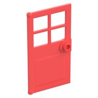 Door 1 x 4 x 6 with 4 Panes and Stud Handle (Coral)