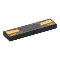 Tile 1 x 4 with Silver Grill, Yellow Headlights Print (Black)
