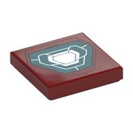 Tile 2 x 2 with Sand Green/White Rectangle Arc Reactor Print (Dark Red)