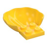 Animal Body Part, Clam / Scallop Half Shell with 4 Studs (Yellow)