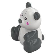 Duplo Animal Bear, Sitting with Dark Bluish Grey Ears, Legs, Dark Pink Hearts on Cheeks, Sew Line on Forehead Print (White)