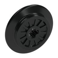 Train Wheel Spoked with Technic Axle Hole and Rubber Friction Band (Black)