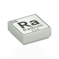 Tile 1 x 1 with Element Radium, '88 Ra Radium 226' Print (Glow in Dark White)