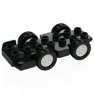 Duplo Car Base 2 x 8 with Front Spoilers, White Hubs (Black)