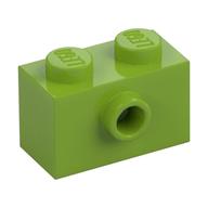 Brick Special 1 x 2 with 1 Center Stud on 1 Side, Bottom Stud Holder (Lime)
