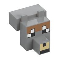 Animal Body Part, Head Blocky with Pixelated Face, Tan Nose, Nougat Forehead Print (Light Bluish Gray)