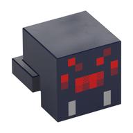 Minifig Head Special, Cube with Rear Ledge, Pixelated Red and Light Bluish Grey Face Print (Spider) (Dark Blue)