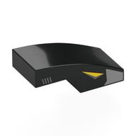 Brick Curved 2 x 1 No Studs with Silver Shape, Yellow Eye on Side Print (Black)