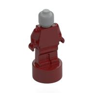 Minifig Trophy Statuette with Light Bluish Grey Head Pattern (Dark Red)