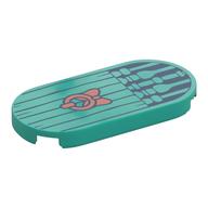 Tile Round 2 x 4 with Wooden Planks, Banister, Copper Door Knocker Print (Dark Turquoise)