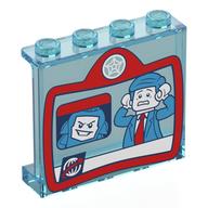 Panel 1 x 4 x 3 with Red Screes, Newscaster, Villain Print (Trans-Light Blue)