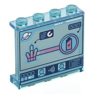 Panel 1 x 4 x 3 with Computer Screen, Crystal, Battery Print (Trans-Light Blue)