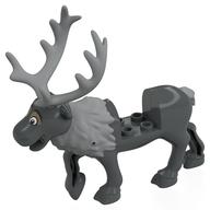 Animal, Reindeer, with Light Bluish Grey Antlers, Fur Pattern (Sven) (Dark Bluish Gray)