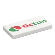 Tile 2 x 4 with OCTAN Logo Print (White)