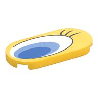 Tile Round 2 x 4 with Blue/White Eye, Left Print (Yellow)