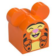 Duplo Brick 2 x 2 x 2 Curved Top with Tigger Print (Orange)