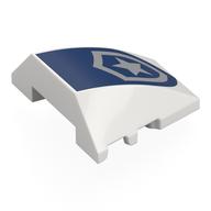 Brick Wedged, Curved 4 x 3 No Studs with Silver Police Badge on Dark Blue Background Print (White)