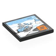 Tile 4 x 4 with Snowmobile Print (Black)