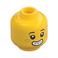 Minifig Head Drea Brickle, Eyebrows, Freckles, Smile with Braces / Frown (Yellow)