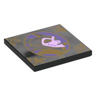 Tile 4 x 4 with Dark Purple/Lavender Maleficent Portrait, Gold Border, Symbols, '1959' Print (Black)